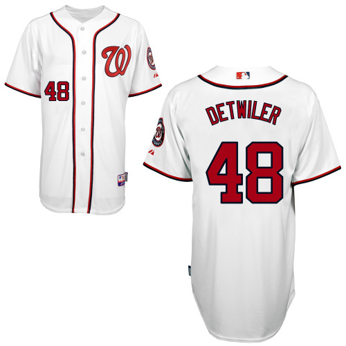 Ross Detwiler #48 MLB Jersey-Washington Nationals Men's Authentic Home White Cool Base Baseball Jersey
